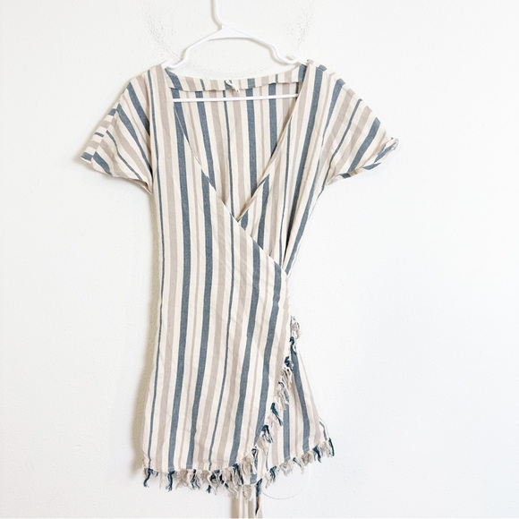 Tularosa didion wrap fringe striped mini dress - Picture 2 of 5